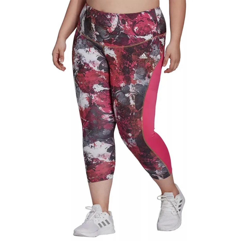Plus Size adidas × Zoe Saldana Collection 7/8 Leggings Tights “Pink White” 2X